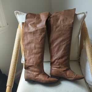 Brown Over-the-knee Leather Boots